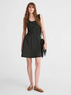 Madewell Black Polka Dot Sleeveless Mini Dress